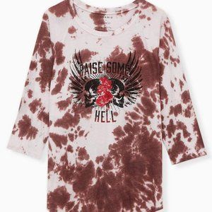 Size 1X Torrid Lets raise some Hell skulls biker top NWOT classic fit t-shirt